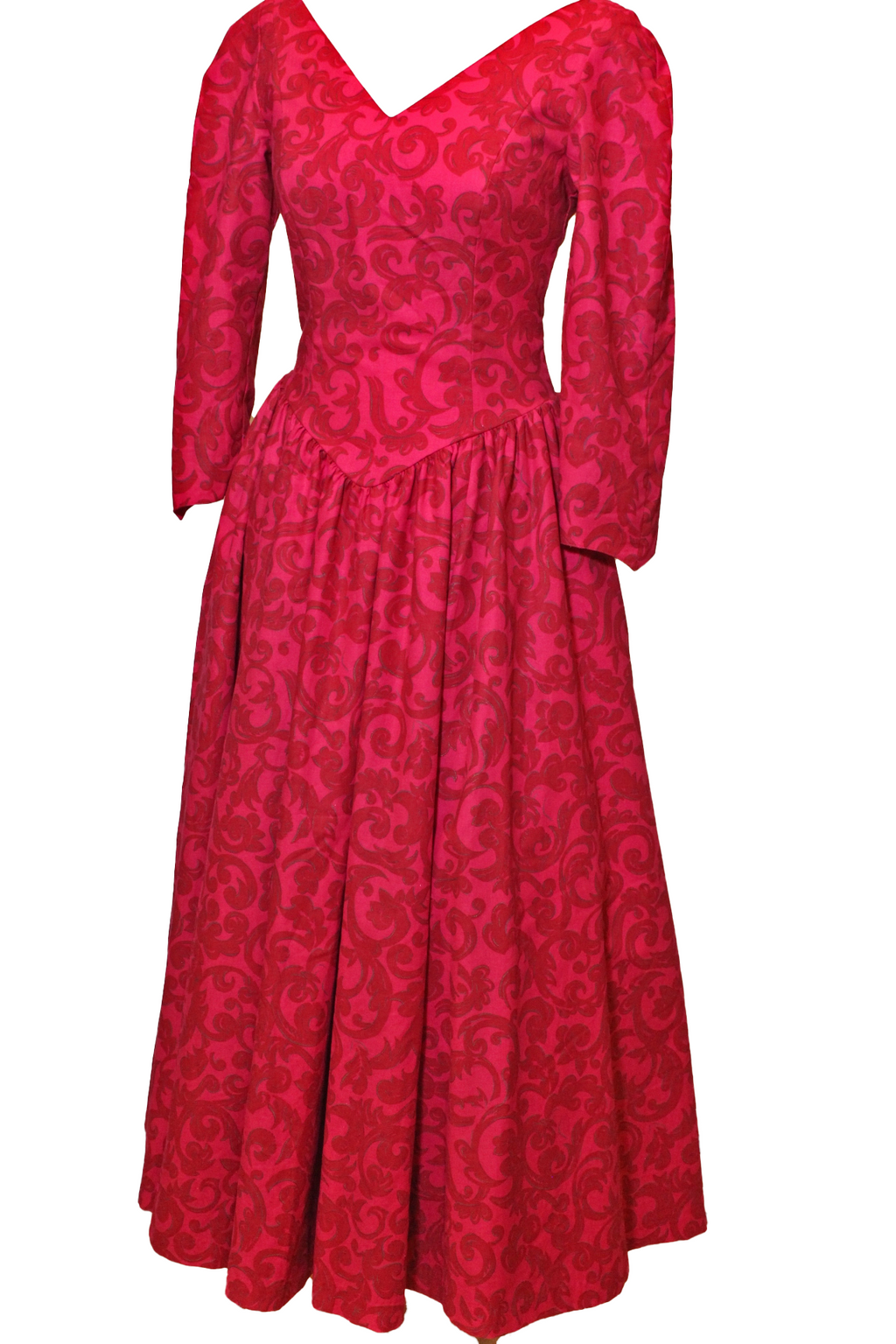 Fuchsia Baroque Print Gown